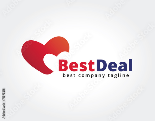 Abstract two hearts vector logo icon concept. Logotype template