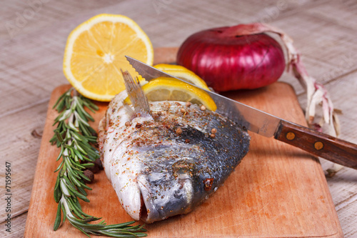 Fresh dorado on a cutting board