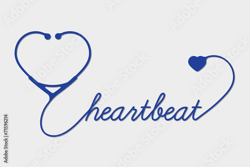 Stethoscope with heart, hearthbeat, vector