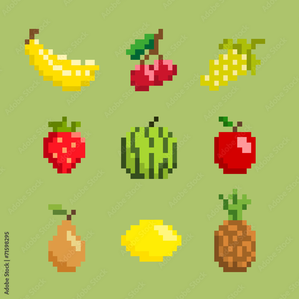 Pixel Fruits Set | 3D model