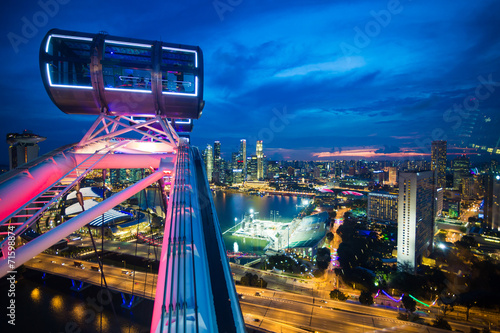 Photography Singapore cityscapefrom the deck of the Singapore Flyer.