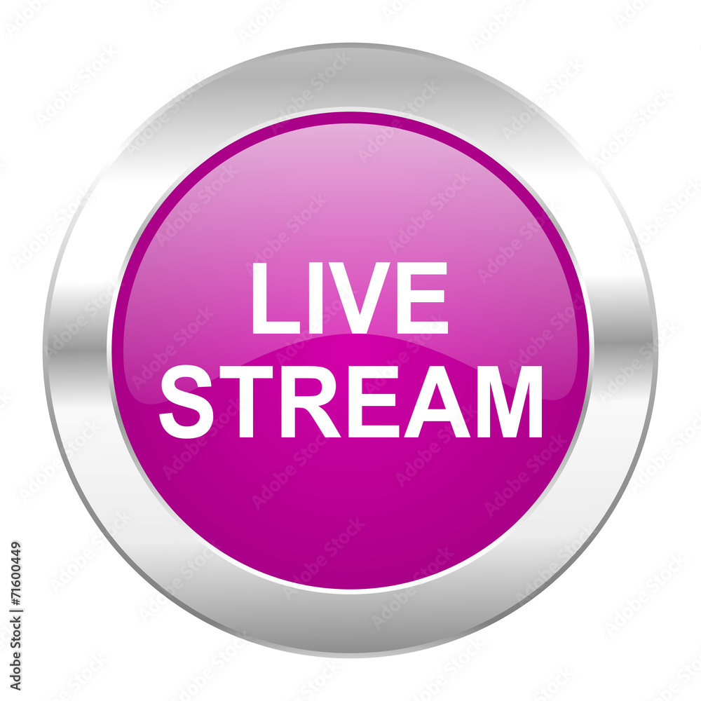 live stream violet circle chrome web icon isolated live stream violet circle chrome web icon isolated