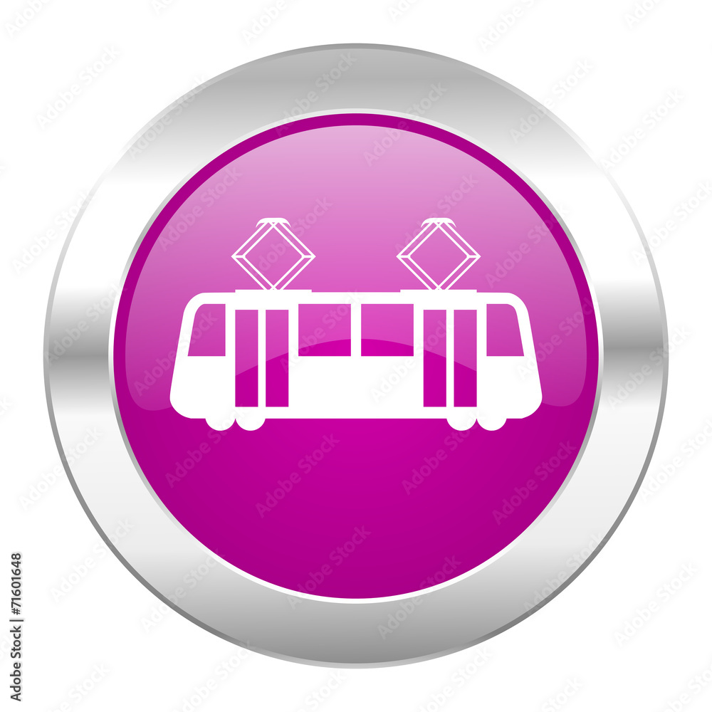 tram violet circle chrome web icon isolated tram violet circle chrome web icon isolated
