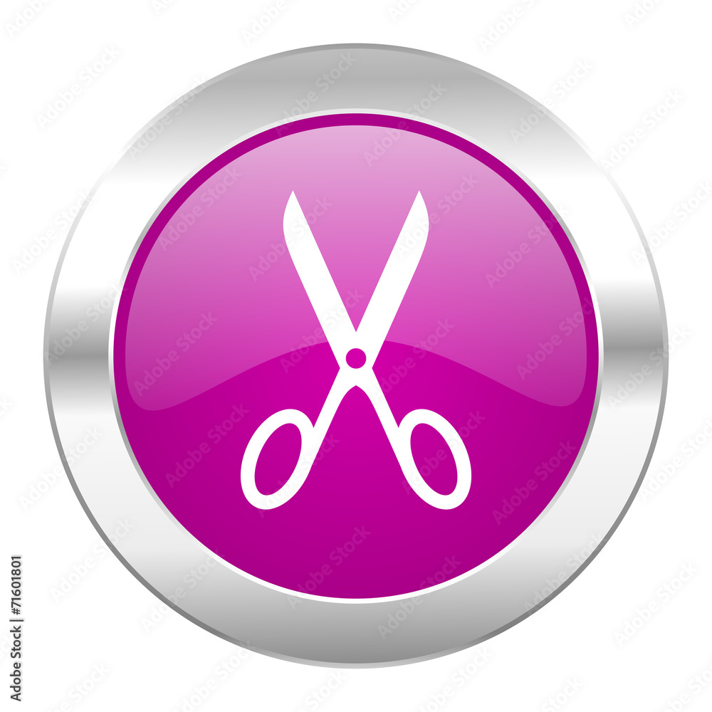 scissors violet circle chrome web icon isolated scissors violet circle chrome web icon isolated