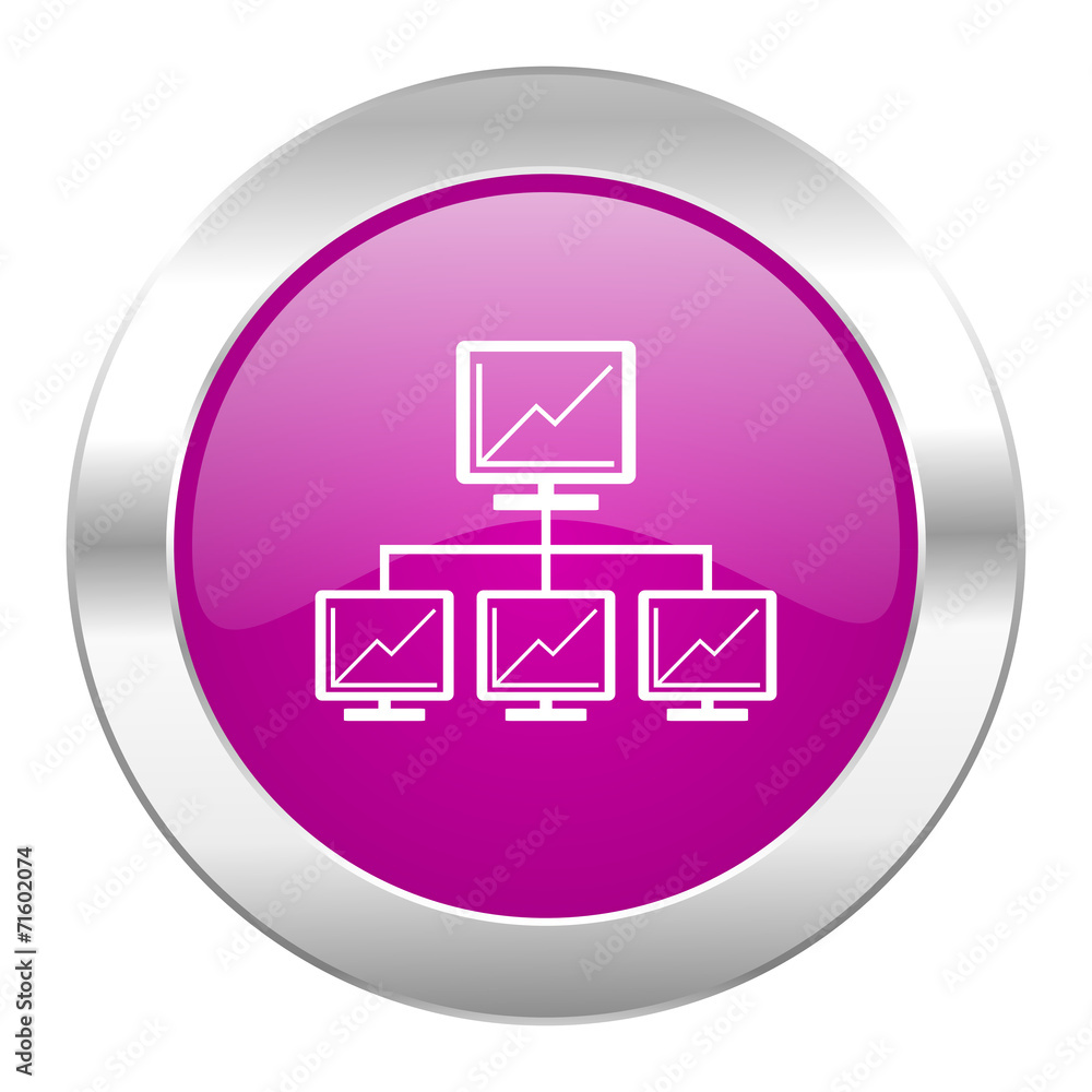 network violet circle chrome web icon isolated