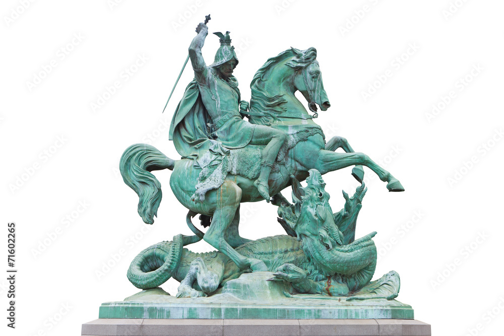 Fototapeta premium Święty Jerzy zabija słynny pomnik Smoka w Zagrzebiu w Chorwacji