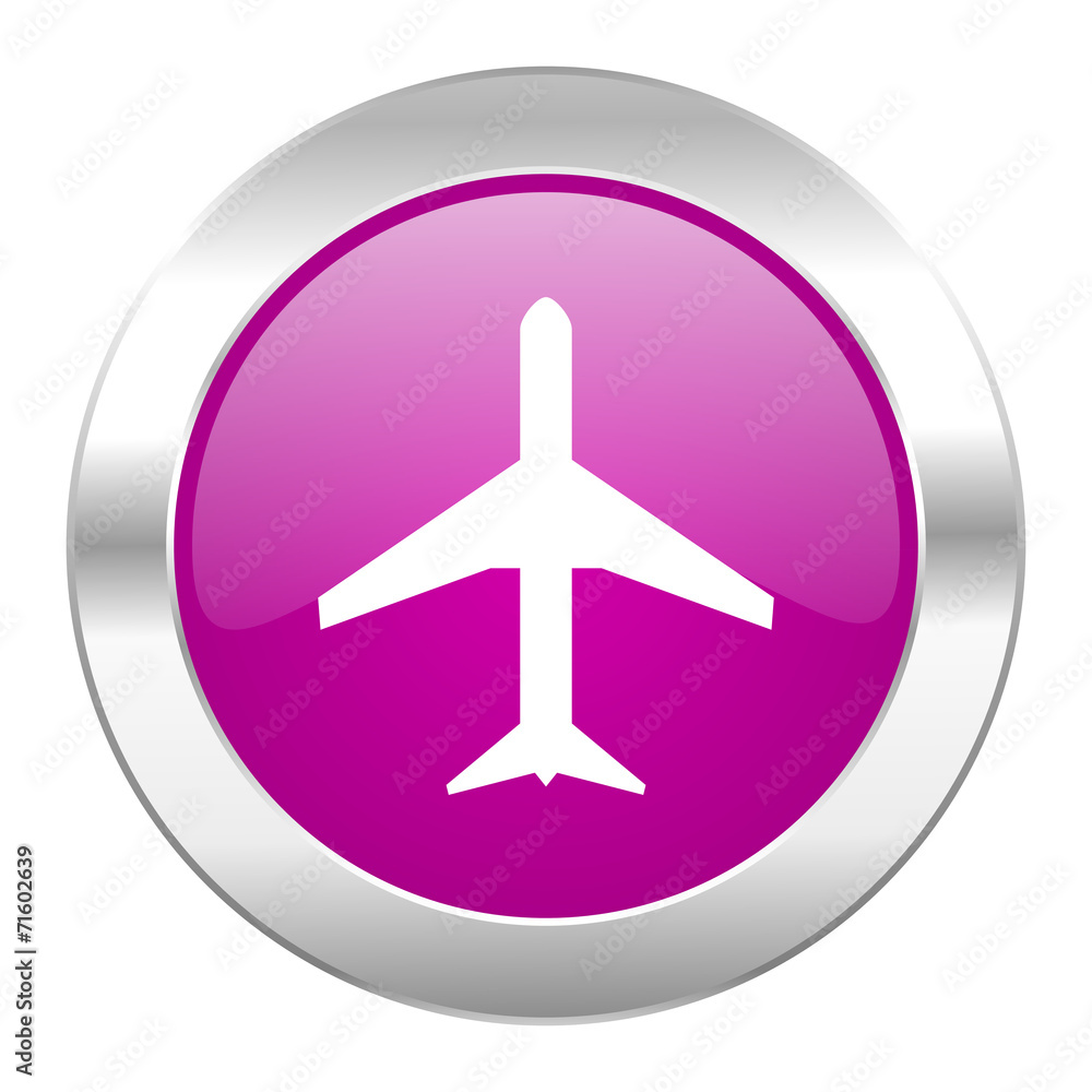 plane violet circle chrome web icon isolated