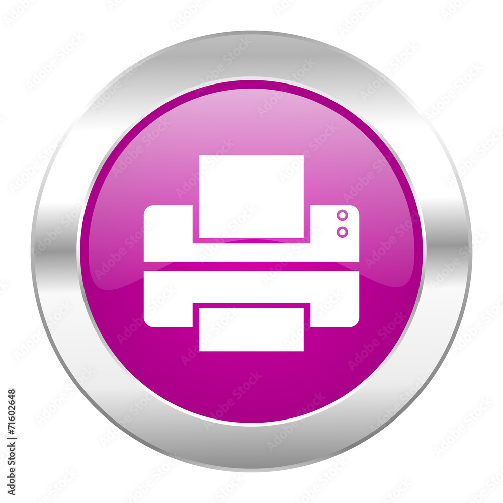 printer violet circle chrome web icon isolated printer violet circle chrome web icon isolated