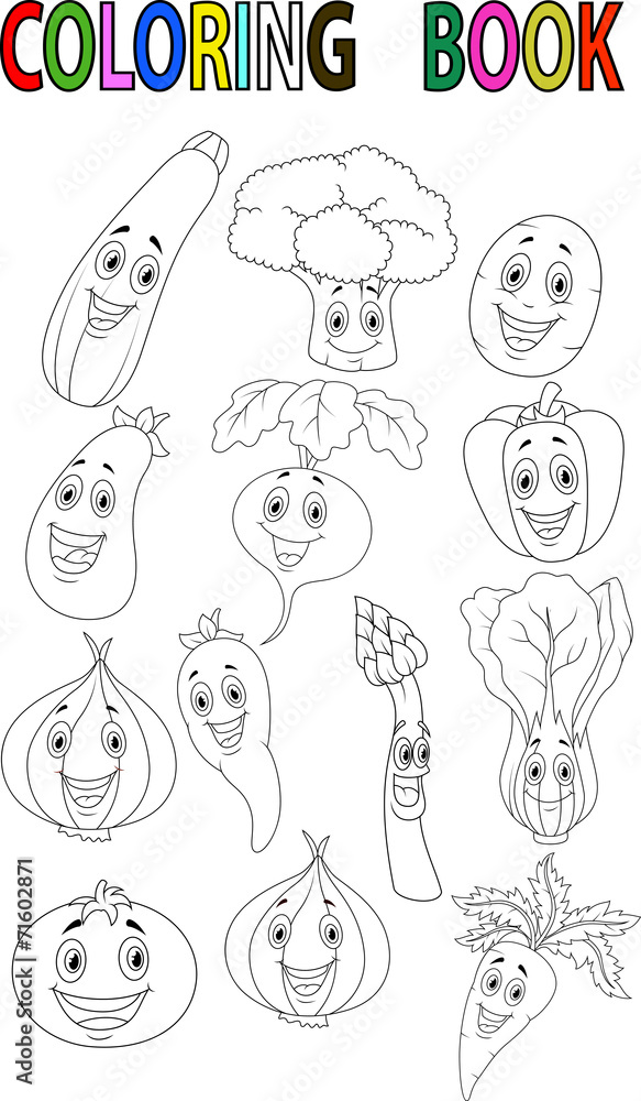 Cartoon vegetable coloring book
