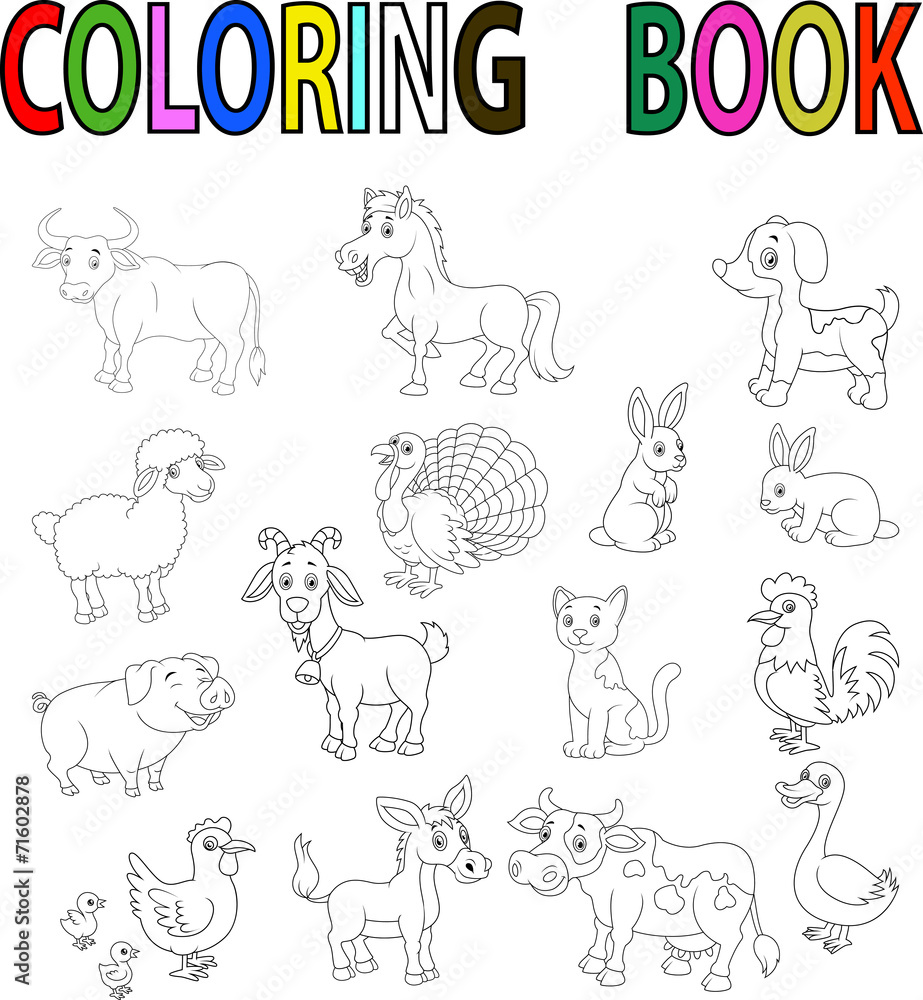 Farm animal coloring book