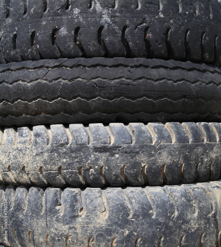old car tires by texture background