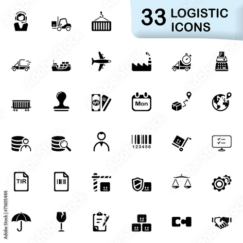 33 black logistic icons