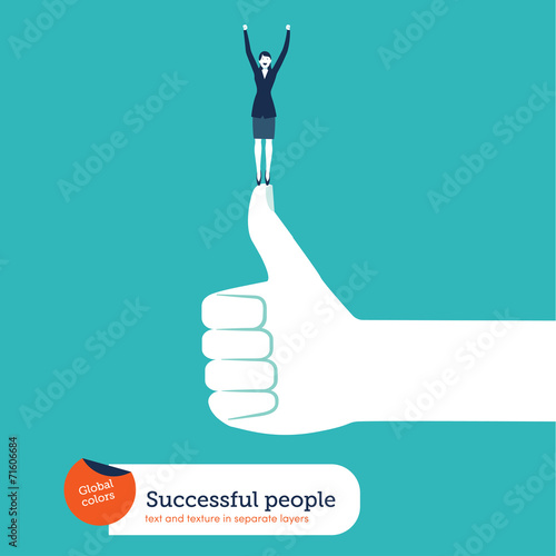 Ok hand with a successful businesswoman