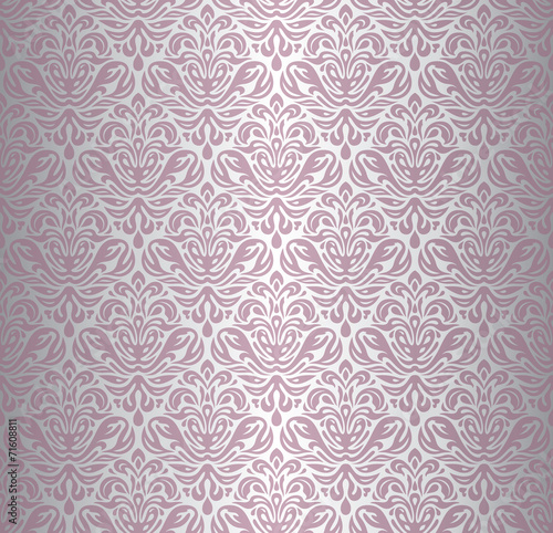 Pink & silver renaissance pattern vintage wallpaper