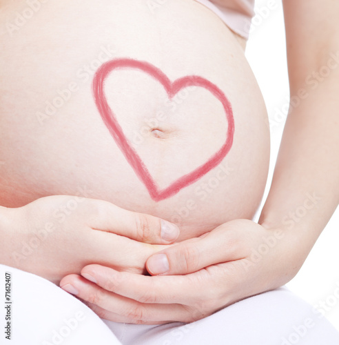 Wallpaper Mural Pregnant Woman Belly. Pregnancy Concept. Isolated on a White Bac Torontodigital.ca