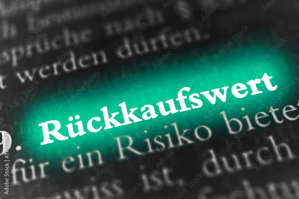 Rückkaufswert - schwarz-weiß, grün markiert Rückkaufswert - schwarz-weiß, grün markiert