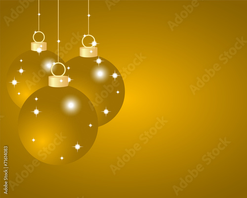 Gold Christmas balls on a red background