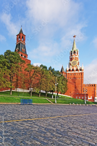 Three towers of Moscow Kremlin and Red Square