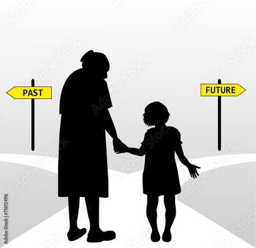 anziana accompagna una bambina
