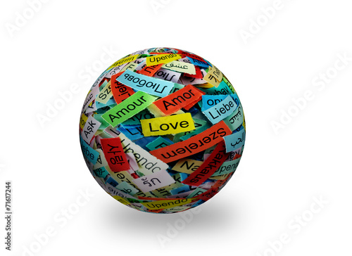 love multilingual word 3d ball