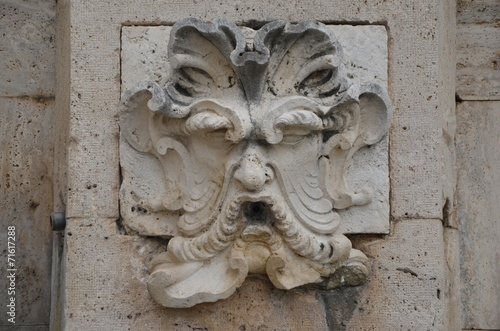Ornamental mascaron,Madonna del Ponte fountain,Ascoli Piceno