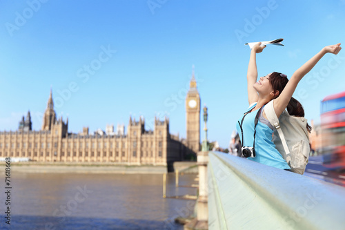 Happy woman travel in London