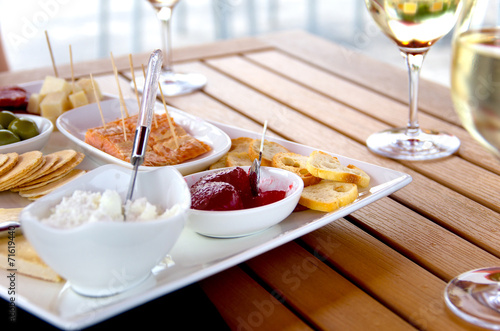 Wine and Cheese on Patio Table