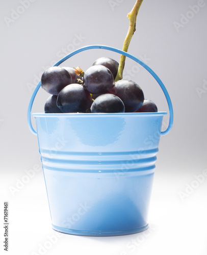 bucket full with fruits and grape photo