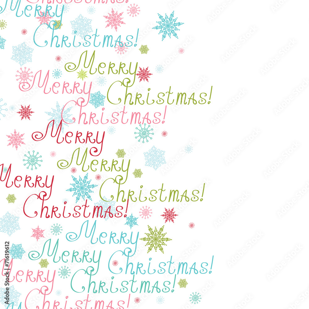 Vector merry christmas text vertical frame seamless pattern Vector merry christmas text vertical frame seamless pattern