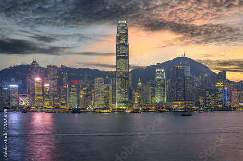 Hong Kong Harbour at sunset. © ake1150