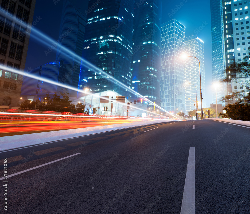 Asphalt road and modern city