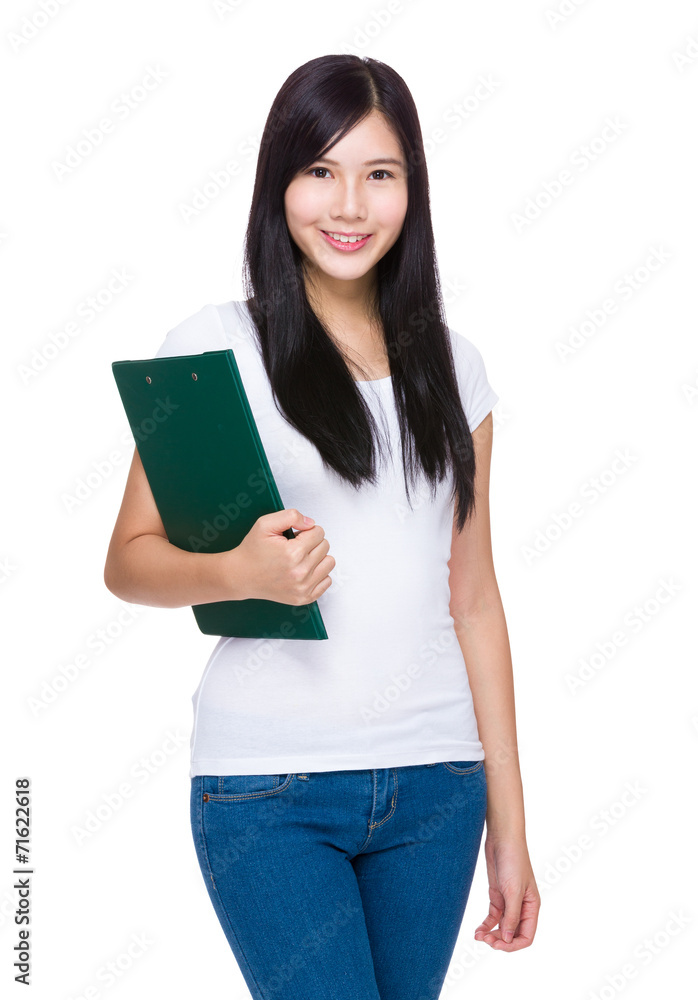 Woman with clipboard
