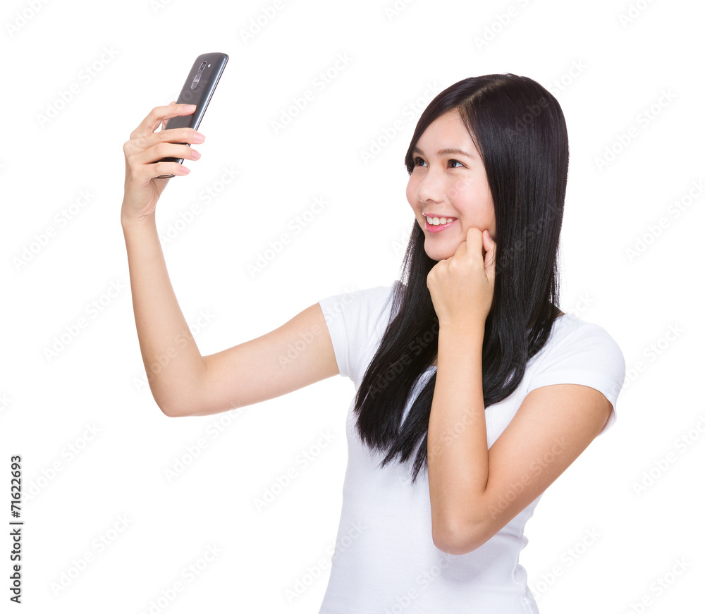 Woman take selfie Woman take selfie