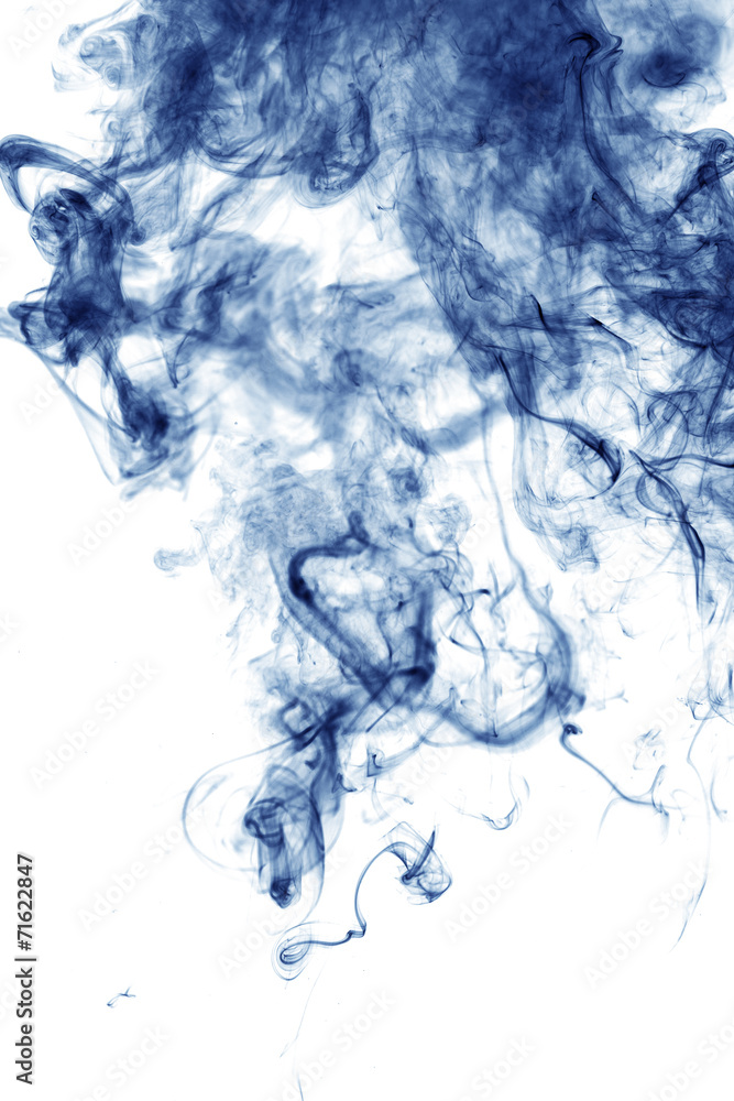 Blue smoke isolated on white