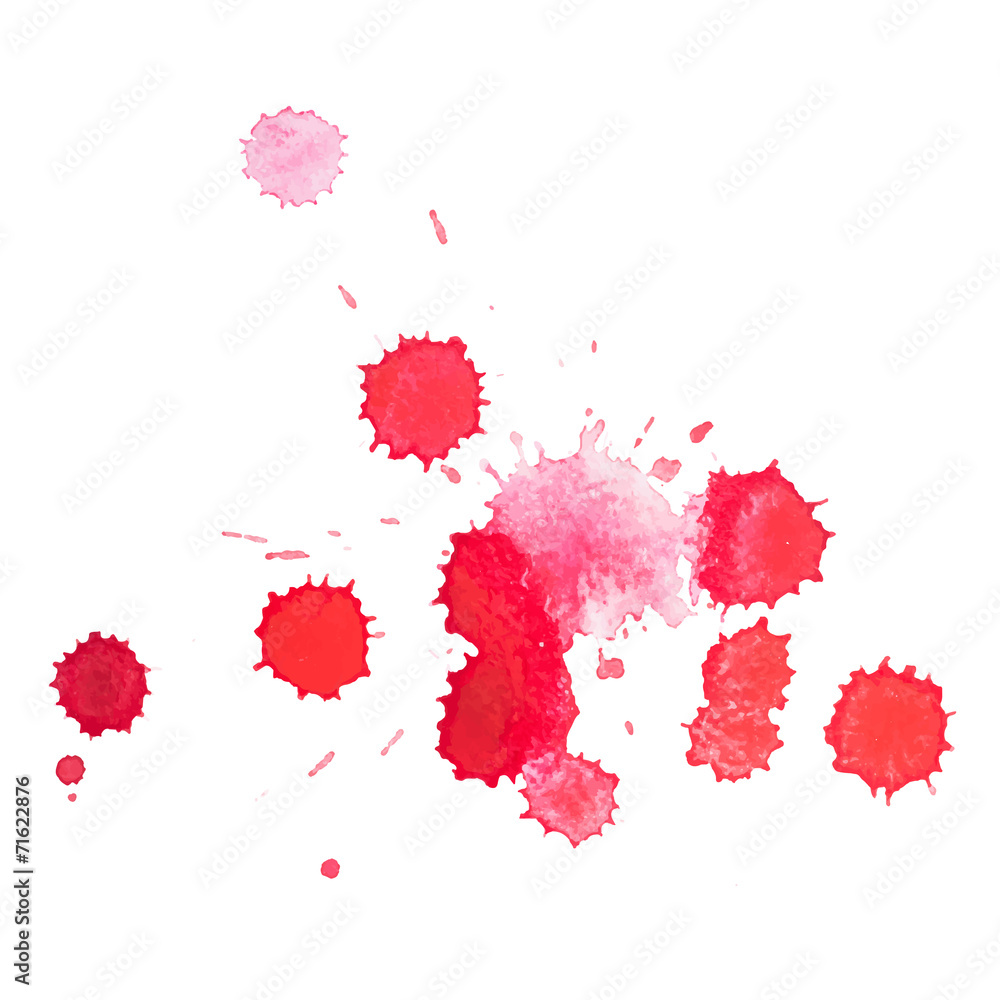 Abstract watercolor aquarelle hand drawn red blood drop splatter
