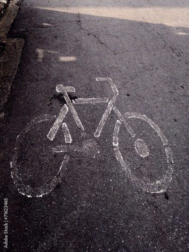 Bicycle sign path on the road photo