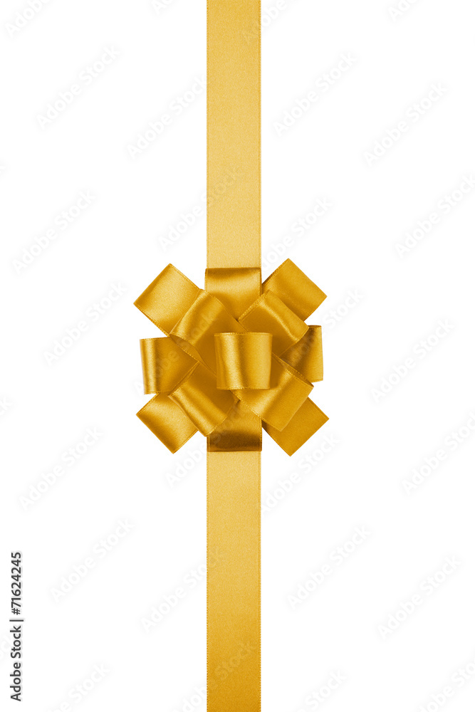 yellow vertical big present or award bow with ribbon