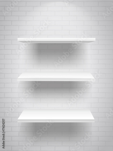 blank white shelves with illumination