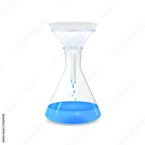 Filtration of solution in a conical flask