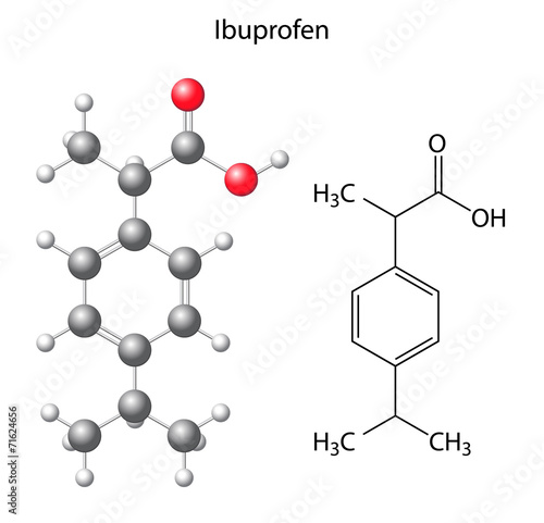Model of  ibuprofen - structural chemical formula of analgesic