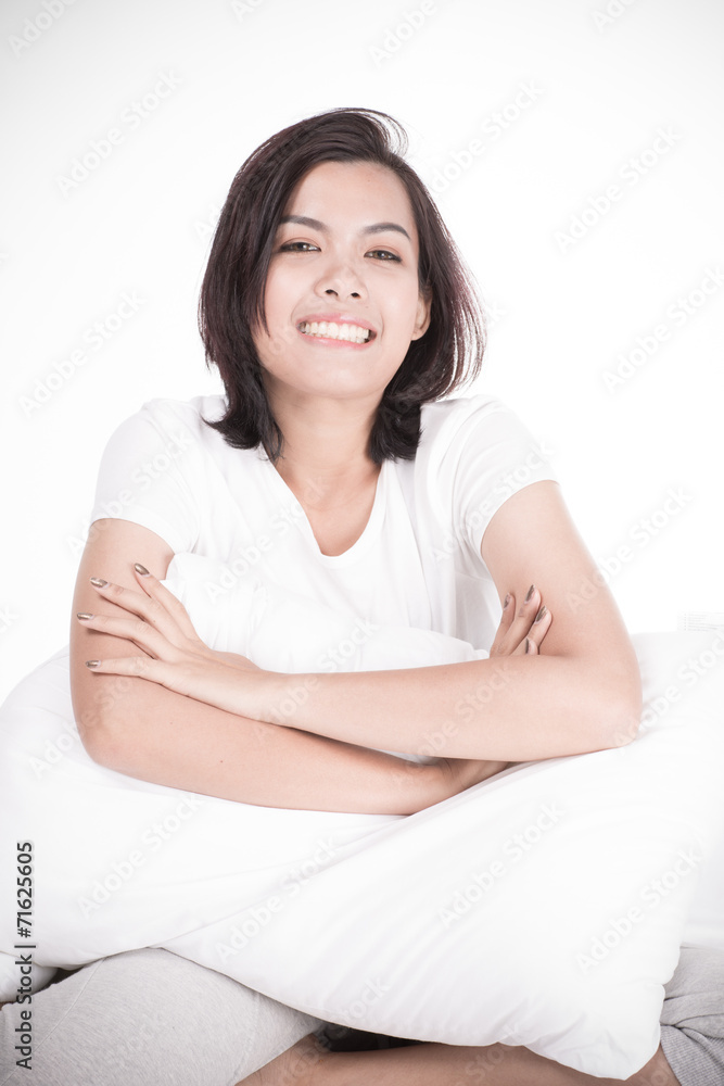 Portrait of a beautiful young woman in bed Portrait of a beautiful young woman in bed