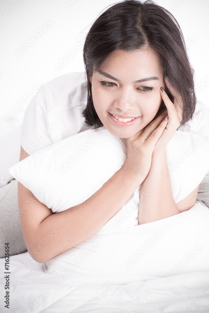 Portrait of a beautiful young woman in bed Portrait of a beautiful young woman in bed