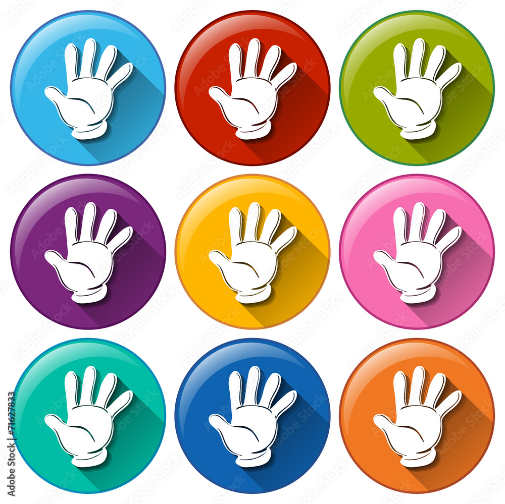Obraz premium Round icons with hands
