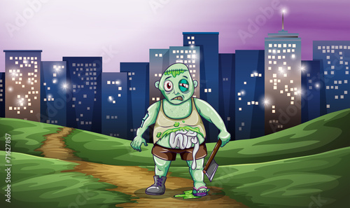 A zombie across the city