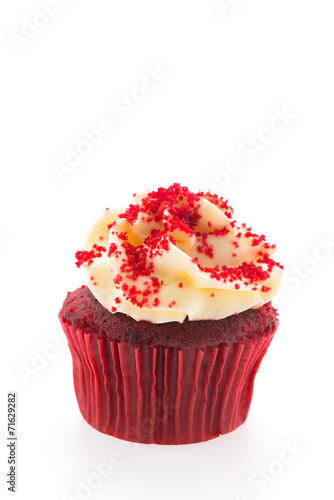 Red velvet cupcakes isolated on white