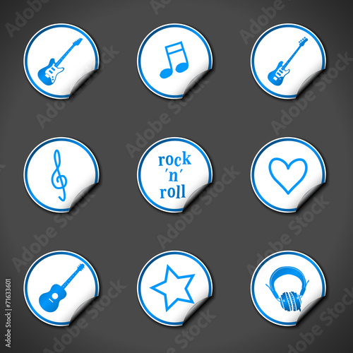 Colorful music stickers illustration collection vector