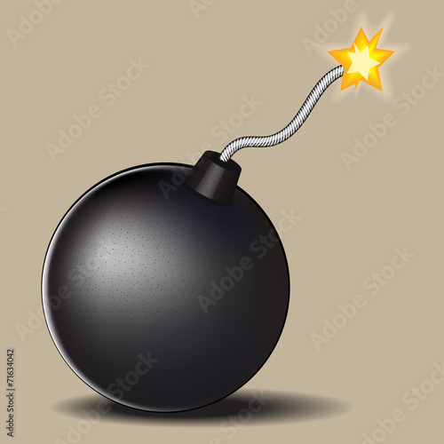 bomb with burning fuse