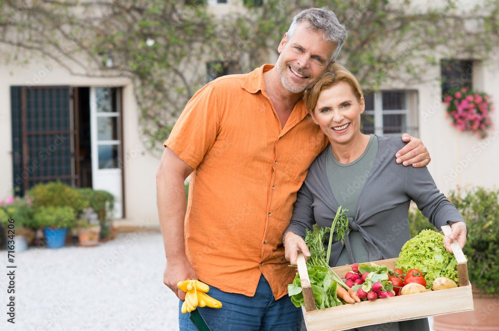 Mature Couple With Organic Vegetables Mature Couple With Organic Vegetables
