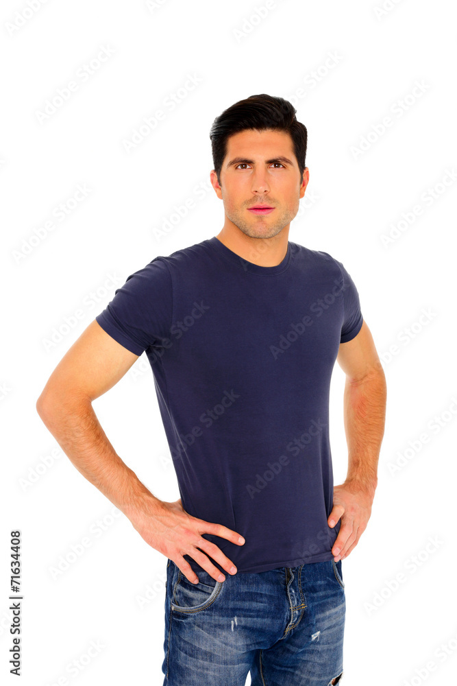 Portrait of a man in casual cloth standing over white background Portrait of a man in casual cloth standing over white background