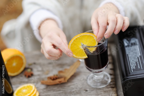 Preparation of mulled wine in the open air.